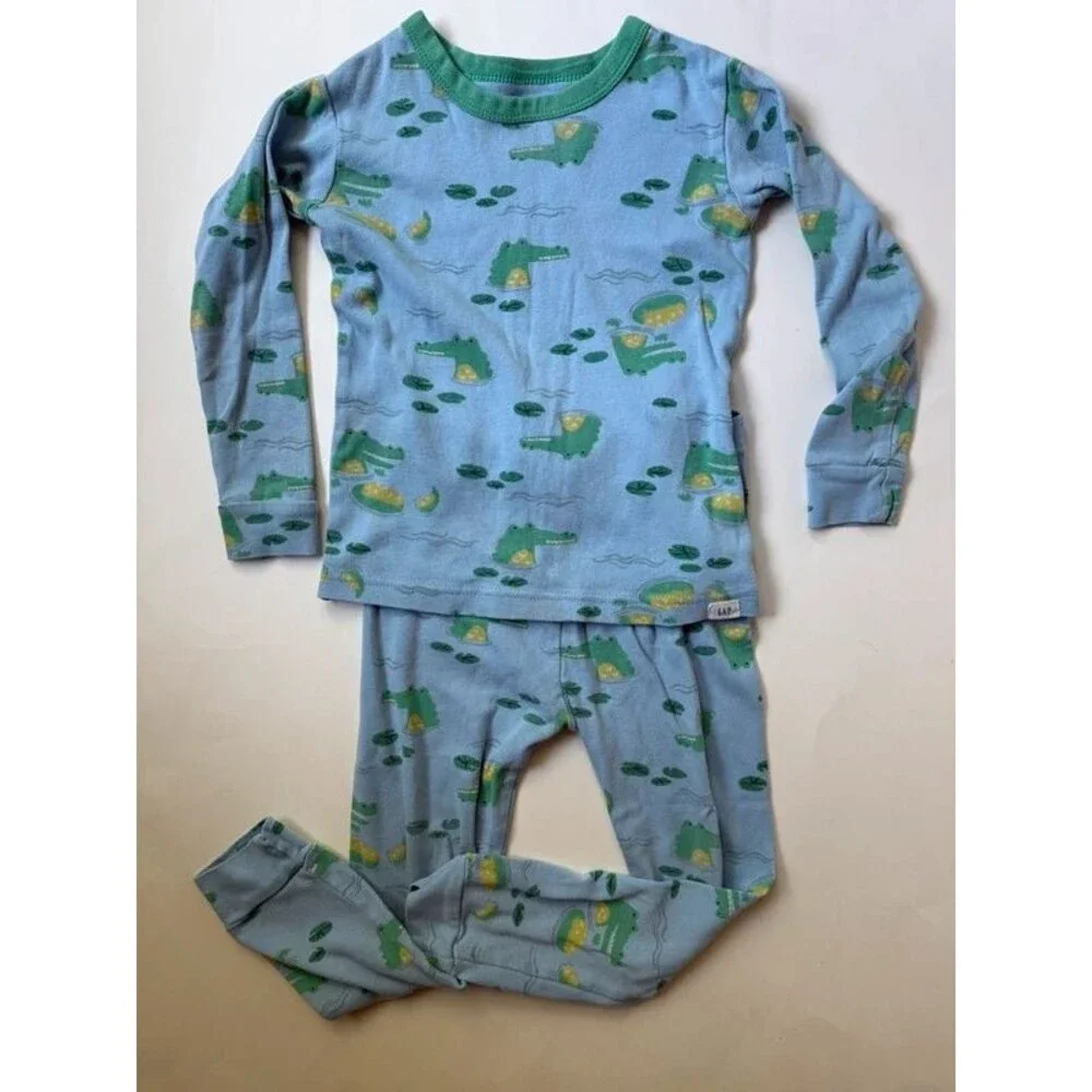 baby Gap Alligator Pajama Set 2-Piece Size 4T Blue / Green 🐊